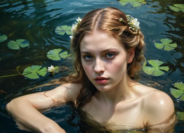 Ophelia's dream, Low saturation color photography, vintage, grunge, top light, masterful painting in the style of Anders Zorn, Marco Mazzoni, Yuri Ivanovich, Todd McFarlane, Aleksi Briclot, oil on canvas, <lora:xl_more_art-full_v1:.65>, <lora:add-detail-xl:.5>