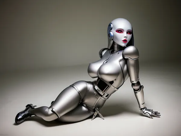 机器人有一个具有高科技塑料特征的柔软金属体. 它被设计为终极性玩具,拥有精密的AI系统,使其能够为其人类伴侣产生独特和个性化的性体验