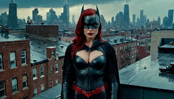 La chauve-souris se tenait sur le toit, ses énormes faux seins ronds rebondissant alors qu'elle arpentait la ville en dessous. Elle était prête à relever n'importe quel défi qui est venu à sa manière, peu importe la folie massive de ses gros seins faux ronds