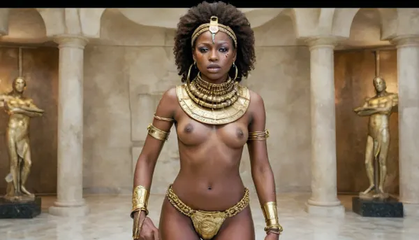 (masterpiece, perfect illumination, ultra detailed, best quality), (detailed face), photorealistic, highly detailed skin, dramatic lighting, highly realistic hair, detailed hair, Enslaved Afrofuturist Princess, (covered in cum), (cum on face), (cum in afro), (cum on hair), (cum on body), (cum on tits), (cum on thighs), (post-bukkake:1.3), (excessive cum:1), captive princess, ((golden chains)), ((gilded colourful beaded collar and cuffs and shackles)), (She is in chains), ((gilded slave collar)), ((gilded slave shackles)), (full-body shot of Enslaved Afrofuturist Princess), (space station), (black girl, black skin, very dark skin, black negro, african), very slender, perky natural breasts, age 18, groovy twin-afropuffs hairstyle, smooth waxed pussy, skin detail, pores, sweat, gilded scifi lingere, tits out, Thick, steel, collar, TSH, anchespaceroom, master, woman, tech, Futurism, <lora:Afrofuturist_Fashion:.7>, <lora:JJsFuturismStyle_Interior_XL:1.2>