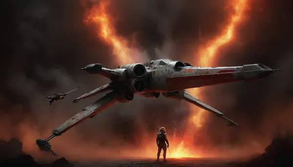 Blond Pilot in Flammen: x-wing Kampf auf Wüstenplaneten