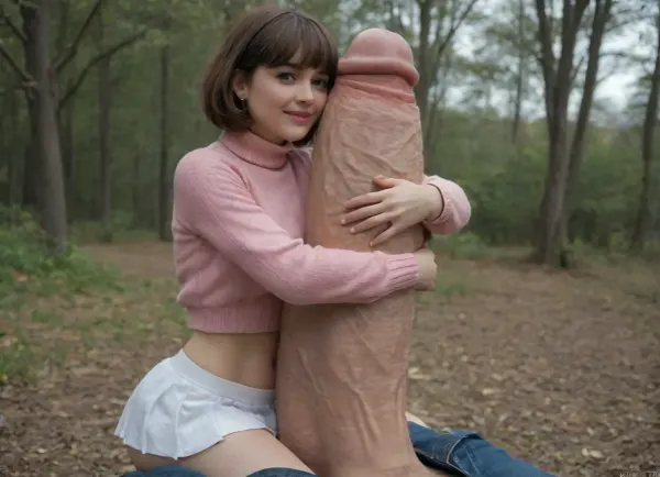 petite young Velma in in park, skinny face, fully dressed, pink sweater, tight sweater, beautiful realy young woman in extremely short miniskirt, (young girl:1.7), chocker, super cute girl, wide hips, small waist, naked shaved pussy, godpussy, microskirt, she wears white skirt, she is sitting on your lap, she grabs your flaccid dick sticking out of your pants, penis between her thighs, (she is hugging your massive penis:2), pressing her breasts against massive penis, POV male, clothed with dick out, he wears jeans, 1boy1girl, (massive dick:1.5), standing, cute innocent look, naive look, curious look, smiling, <lora:MicroSkirt_XL:.8>