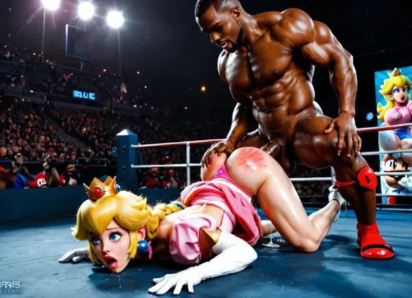 1 girl, female orgasm, crying orgasm, screaming, eyes rolling back, intense orgasm, furrowed brows, strained, intense expression, running mascara, 2 men, (black), dominant men, aggressive men, froggy style, hyper realistic, ultra high details, award winning photo, hdr, professional photography, (princess peach from super mario:1.5), wearing princess peach's dress, thong pulled to the side, (tan lines:.5), perfect skin, realistic muscles, princess peach cosplay, princess from Super mario, blonde hair, half closed blue eyes, (anal sex:1.3), (vaginal sex:1.3), black african man with massive cock, his penis in her ass and fluids on cock, his penis in her vagina and fluids on cock, excessive cum in ass, prone bone sex position, orgasm, anal sex, vaginal sex, rough sex, woman in frog position being fucked by man, (ass up:1.5), realistic rounded ass, fit thighs, fit body, puffy nipples, pink nipples, hyper erect nipples, shaved pussy, on the street, (from behind view:1.5), interracial double penetration, dp, in front of a crowd, a foot on her head, intense, (domination:1.5), peach castle background, (spanking:1.5), humiliation, crowd cheering, public use, (explicit:1.5), (sex from behind:1.5), very rough sex, action shot, no mercy, brutally fucked, detailed sex, pinned down, pinned, (foot on head:1.5), braid grab, head grab, hardcore fuck, dominated, punished, defeat sex, motion blur, lots of cum, utterly humiliated, (soft lighting, dim light, illuminated by street light), (extreme rough sex, groped, creampie), scene from Super Mario, detailed princess Peach face, Princess Peach with cum on her face, (getting pushed into the ground, pushed, pinned, fighting, resisting, restrained, held in place), big man fucking small woman hard, single light source, rule34 Princess Peach, rule34 Super Mario, humiliated in public, sex slave, dominated hard, view from behind, from behind angle, from below, upwards angle, gangbanged, penetration focus