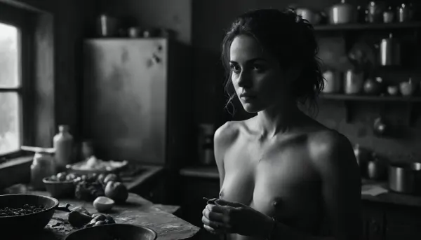 The young 18-year-old son had always been curious about his 45-year-old stepmother. One day, he decided to take matters into his own hands and explore her body. He found a picture of her in the kitchen, naked, FRESHIDEAS, Real, Photography, 2#, Black, and, white, art, black, shading, charcoal, toned, brutal, dark, b/w, color, scheme, <lora:FRESHIDEAS Real Photography 2#:.6>, <lora:Black and white art.V1:.1>, <lora:MJ52:.4>, <lora:add-detail-xl:.9>