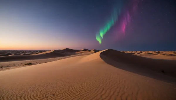 a dunes silhouette background northern multicolor lights