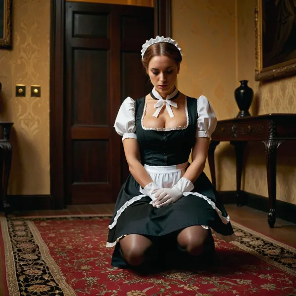 submissive maid, kneeling