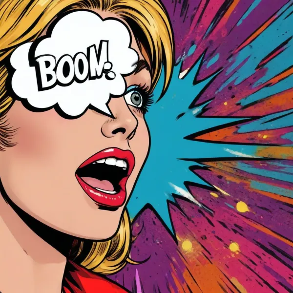 Pop art comic style boom speech, /©KlTTY-ART/