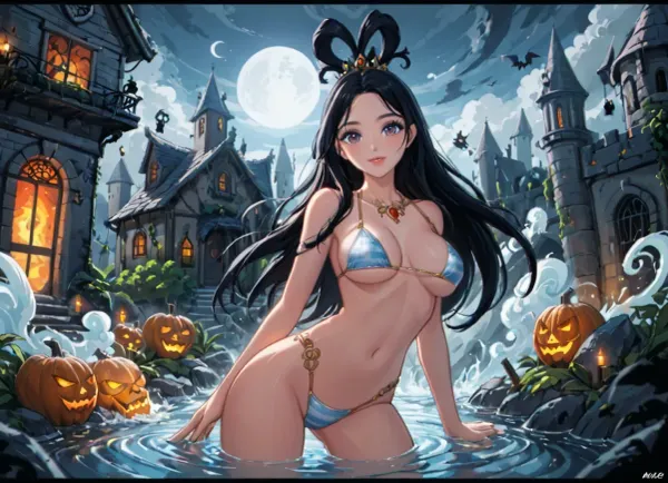 A VHS cover for a movie called Bikini Girls in a Haunted House