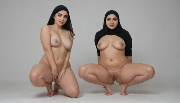 arabe girl, black hijab, tiny ass, bbw, full body image of a beautiful 21 year old breasts out, her pussy is thick