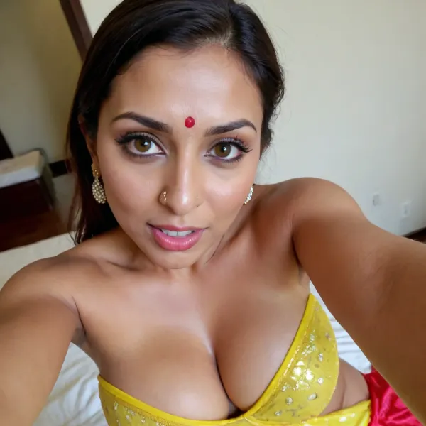 Two Indian lesbian women, swaping saliva sloppy cum, thick cum swapping, posing for a selfie.40 years milf indian 2 aunties brides hot big boobs, deep cleavage show navel, strapless neon yellow metalic chrome middi party dress, sexy milf, Big boobs mommy, step mommy, slut, horny expression, inocent expression, inocent face, Pov top view, pov camera angle, POV top angle Focus from the top view, sweating, horny looks, orgasm, roja Mommy Quality, High Detail, 8K, Masterpiece, Rendered in Octane

Taking POV top view selfie, selfie pov, closeup POV

Big breasted milf, big boobs, big round boobs, Big boobs cleavage, tight cleavage Style, Photorealistic
Composition, Close-up to medium shot, slightly tilted, selfie perspective


Quality, High detail, 4K, natural skin texture