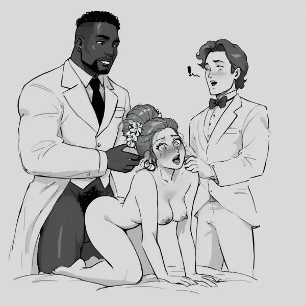 Monochromer Schock: Interracial Überraschungsssex im Flitterwochenhotel – König des Hügelstils