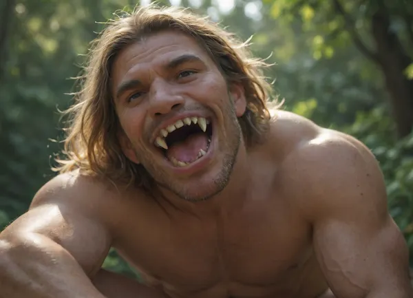 Monster. Male. Naked. Fangs.