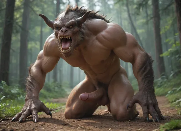 Monster. Male. Naked. Fangs. Claws. Penis.