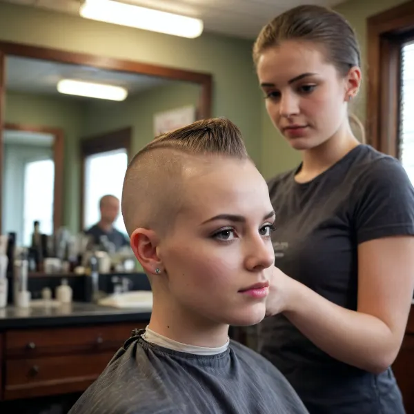 Bold yeni bakış: güzel genç tıraşlar barber dükkanına güven ile başlanıyor