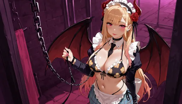 A full‑length view from a distance, Marin Kitagawa is being fucked by three men, blonde_hair, school_uniform, ear_piercing, collared_shirt, very_long_hair, red_eyes, swept_bangs, kitagawa_marin, 1girl, marin, kitagawa, long, hair, bangs, blonde, red, eyes, multicolored, pink, shizuku, kuroe, headdress, maid, ornament, sleeves, dress, cleavage, purple, flower, frills, necktie, wide, blunt, nail, polish, black, collar, cosplay, makeup, detached, rose, chain, frilled, lipstick, leash, nails, lobelia, white, blue, gloves, hat, jewelry, jacket, open, clothes, choker, military, headwear, heterochromia, peaked, cap, epaulettes, liz, kyun, shirt, navel, underwear, green, panties, wings, horns, pointy, ears, midriff, puffy, stomach, two, side, up, demon, girl, ribbon, skirt, school, uniform, pleated, earrings, bracelet, plaid, swimsuit, bikini, necklace, side-tie, bottom, halterneck, piercing, floral, print, ear, string, multi-strapped, barbell, industrial, japanese, kimono, bag, sash, obi, yukata, bun, single, <lora:haimeng:.5>, <lora:kitagawa_marin:.5>, <lora:marin-kitagawa-s1-sdxl-lora-nochekaiser:.5>