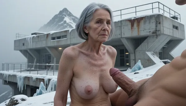 90-year-old granny, most wrinkled body, most wrinkled pussy, most wrinkled face
Very busty 990-year-oldgranny enjoys her well-hung young man having good sex, real casual nude grandmother, grandmother and young man with giant cock. High-detailed photo, high-quality photo, professional photographer, (an aged woman, 90 years old:1.8), . Her skin is that of a 90-year-old woman. The old lady has grey hair, (Small, long, and very saggy breasts:1.8), ((very detailed skin)), . Hair cut in a bob, (masterpiece, top quality, best quality:1.2), cinematic shot, brutalist architecture, massive concrete structure, abandoned outpost, futuristic industrial design, covered in snow and ice, foggy atmosphere, misty, low visibility, weathered concrete texture, rust stains, imposing and bleak, high-altitude mountain peak, sharp geometric lines, steel railings, mysterious, desolate, cold color palette, muted grays and whites, volumetric lighting, photorealistic, 8k, highly detailed, dramatic scale.