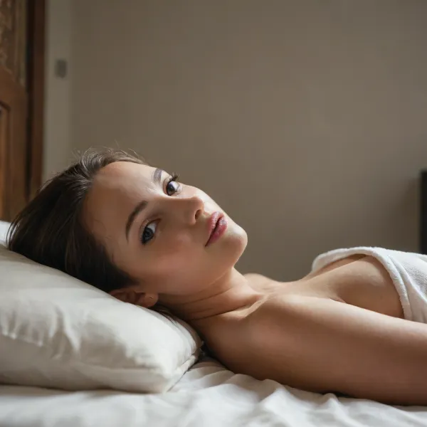 cute young cumbucket lying on the bed, a gallon of cum has recently been poured over all of her body and face, portrait, from side, looking at the cam, taken by professional photographer, dark room, ((cinematic dark lightning)), backlighting, high contrast, luxury hotel room, looking, at, viewer, masterpiece, milox_babes, <lora:looking_at_viewer:1.2>
