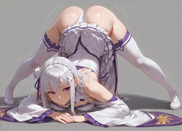 Emilia from re-zero, solo, jack_o_pose, (simple background)