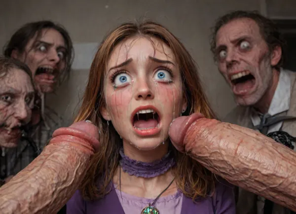 ((Hyper realistic)), (Daphne blake), long curls in hair, slutty uniform inspired by internet sluts, at hospital, Deepthroat, cock deep down throat, throat bulging, hyper huge vertical cock, thick veiny cock much bigger than usual, cock forty times bigger than usual, excessive cock size, stretched pussy, gigantic penis, penis longer than woman, ginger fringe, bangs, thick thighs, wide hips, beautiful face, horny expression, full lips, thick lips, blue eyes, blush, freckles, choker with pendant, exposed breasts, (wet shiny skin), perfect skin, award winning photo, hdr, shiny hair, thick eyelashes, pretty eyes, pink eye shadow, pink lips, glossy lips, embarrassed expression, ((hyper realistic)), uhd, perfect eyes, ultra high details, looking at viewer, hips, super waist, perfect anatomic body, surprised by a big white cock, massive cum shot into body, massive cum in ass, fluids on cock, miniskirt violet, miniskirt up, tight miniskirt, violet garter belt, stocking violet, women shirt white, many people all around, many men doctor around, (excessive cum all over her), a lot of cum on her tits, (extreme size difference:1.12), (eyes wide open in horror:1.44), (wide mouth spreader:1.18), (pleading expression:1.54), (terrified:1.58), (crying:1.98), (fear and panic:1.58), ((screaming in pain:1.46)), (huge dick:1.18), (whip marks:1.68), (whipped tits:1.67), magazine cover, <lora:LCMTurboMix_Euler_A_fix:2>, <lora:JuggerCineXL2:2>, <lora:Dark_Elf_Warrior:2>, <lora:Drow:2>, <lora:zavy-brbrn-sdxl:2>