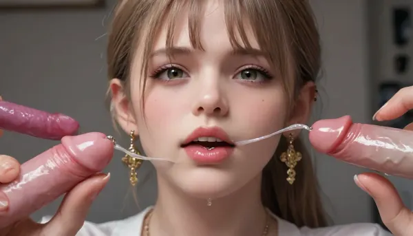 Photorealistic, high resolution, professional photography, Miranda squats, surrounded by lipsticks and sex toys, (I'm 19 years old and I exposed my favorite pussy with a clitoris by applying lipstick to my clitoris), licks off the dripping translucent white liquid, My big pink areolas and puffy nipples are divine, bunny-shaped earrings
long blue eyelashes, hairstyle straight bangs ponytail, olive eye shadow
my labia are purple and my clitoris is pink with piercings, artoflips, uoclips, lips, lipstick, art, of, (clitoral piercing:1.7), <lora:Art_Of_Lips_PONY_XL_By_UOC:.8>