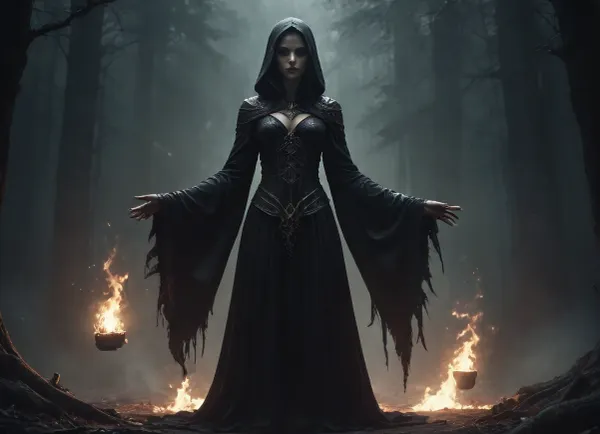 inkwork, dark fantasy, illustration, summon, epic, Svantje. /©KlTTY-ART/