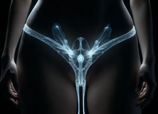 Create a hyper-realistic, highly detailed image of A highly detailed, (photorealistic white glowing labia and clit:1.4), (white glow:1.8), (entire vagina ultra-close up:1.4), set against a black background, (the Vagina appears almost glass-like:1.2), (translucent pubic hair adorning its surface:1.4), (white glowing and magical:1.3), (every white glowing detail captured with perfect precision:1.3), creating a visually stunning and powerful image, (maximum detail), (super realistic photo:1.4), DonMSp3ctr4lXL, holotech, <lora:DonMSp3ctr4lXL-000008:2>, <lora:dark:2>, <lora:detailed_notrigger:2>, <lora:Holotech:2>