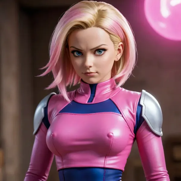 adult android 18 from dragon ball super in pink outfit