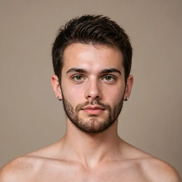 Bearded brown eyed man with short hair and a long beard gets arse fucked by younger bearded man