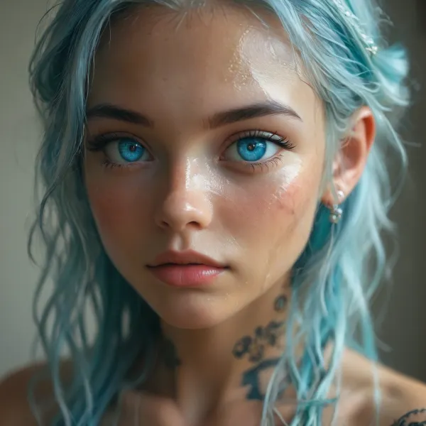 beautiful anime girl, portrait of a girl, (((Charming eyes bright glowing aquamarine pupils:1.7))), (((very petite girl))), (((turns to viewer))), (((oiled skin))), ((light blue eyes)), (((skinny))), (((tattoo at 18))), (very pretty girl:1), (makeup:1.3), beautiful, gorgeous, stunning, ((tattoo on cheek)), ((playing a stardust harp)), naked, SDXL_BetterFaces-LoRA_v1, .5>, <lora:reallora1:1>, <lora:Oxygen girl_SDXL1.0:2>, <lora:MJ52:.7>, <lora:BUT_SDXL_SHS:.5>