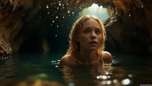 Ultra-Realistic Photography, Flickr Trending, Pinterest Trending, Insanely Detailed & Intricate, Realistic, Authentic, Genuine, Natural, into a huge air-filled underwater cave, realistic wet skin, sexy, blonde hair, perfect slender body, surprised face, discovers very huge hall-like underwater cave, diamond cave, an undiscovered diamond cave, the walls glitter with millions of diamond shards on the walls, the fantastic play of light from the reflections of the water and the diamonds is breathtaking, Sunlight breaks through small holes in the cave ceiling into the cave, the walls are covered with tiny diamonds, body in focus, The image concept could have come from a dream, the image parameters ensure a dreamy, soft design, ocean, fantasy, under the sea, outdoors, photography, underwater, grotto, cave, sandy, sea, floor, reef, longnips, <lora:MJ52:.5>, <lora:Underwater_Environment_v01-000002:.8>, <lora:detailed_notrigger:.8>, <lora:longnipsxl:.8>