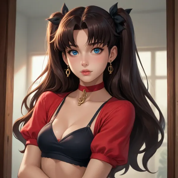 rin tohsaka from fate zero dross style reiq, ((Futanari)), shemale, alone