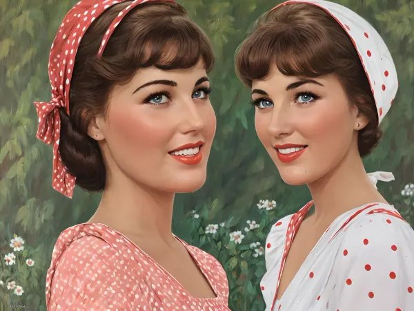Ein atemberaubendes AI-generiertes Foto von einem schönen roten und weißen Polka Dots Kleid, hochauflösend, ultra-detailed, mit detaillierten Pinup-Modell in den 1950er Jahren sowjetische Frau in der Fabrik. Das Foto wurde in der Sowjetunion aufgenommen