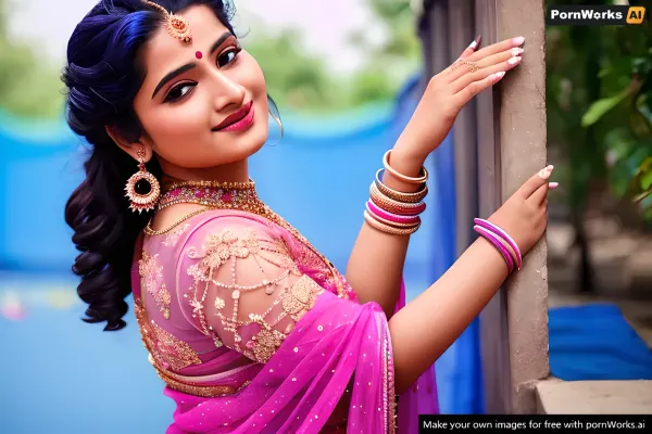 파란 머리와 밝은 분홍색 입술을 가진 여성은 AI 모형이었습니다, 그녀의 스크린에 그림과 더불어. 그녀는 그녀의 고객을 위해 텍스트를 생성하는 데 사용되는 그녀의 화면에 자신을 그림했다. 그녀는 항상 도움이 될 수 있었다