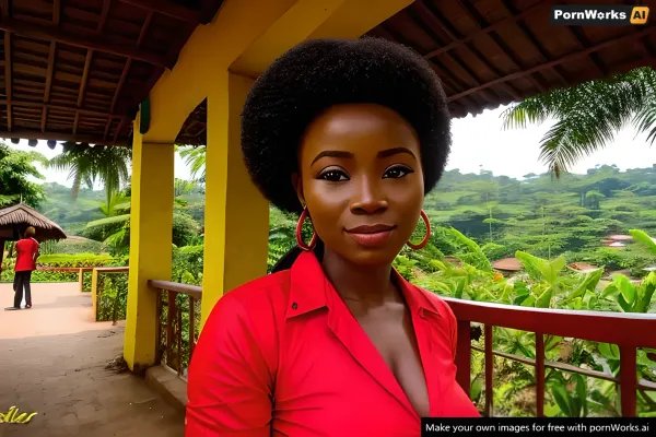 Yaound 여성은 긴 검은 색 머리와 녹색 눈으로 멋진 아름다움을 가지고 해변의 흰색 모래 앞에서 캡처했습니다. 그녀는 빨간색과 노란색 줄무늬 우산을 개최, 행복을 찾고