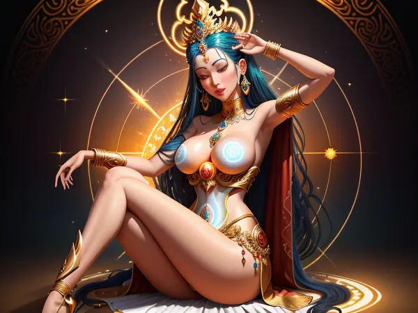 Bir kadın, lütuf ve güzellik dolu, ilahi ilhamın enerjisiyle boğuldu. Onun derisi pürüzsüz ve kusursuzdu, en iyi ipek gibi. Gözleri bilgelik ve bilginin derin havuzlarıydı, ilahi ilham ışığıyla parladı