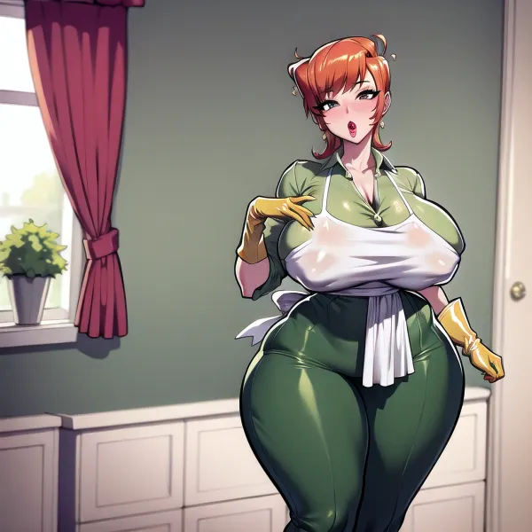 Dexter's mom, a professional porn star with a huge bust and makeup, loved to show off her body in her bedroom. She had a huge collection of sex toys that she used to pleasure herself while watching porn videos on her laptop. One day,