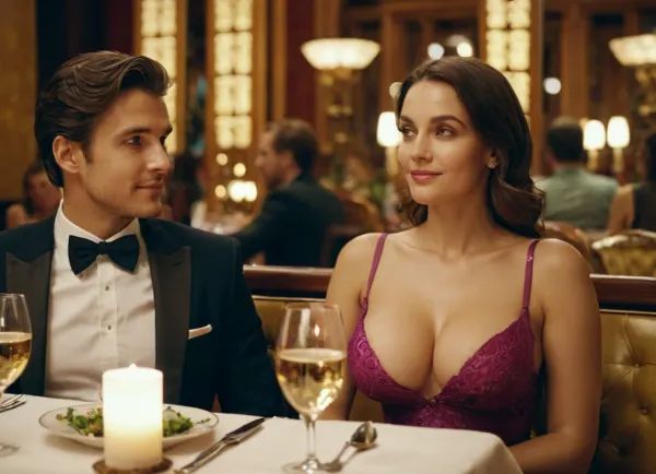 La coppia si sedette l'uno dall'altro in un ristorante elegante, le loro mani intrecciate sopra il tavolo. Indossavano abiti costosi e gioielli, e i loro occhi chiusi in uno sguardo riscaldato mentre parlavano del loro amore comune per l'arte