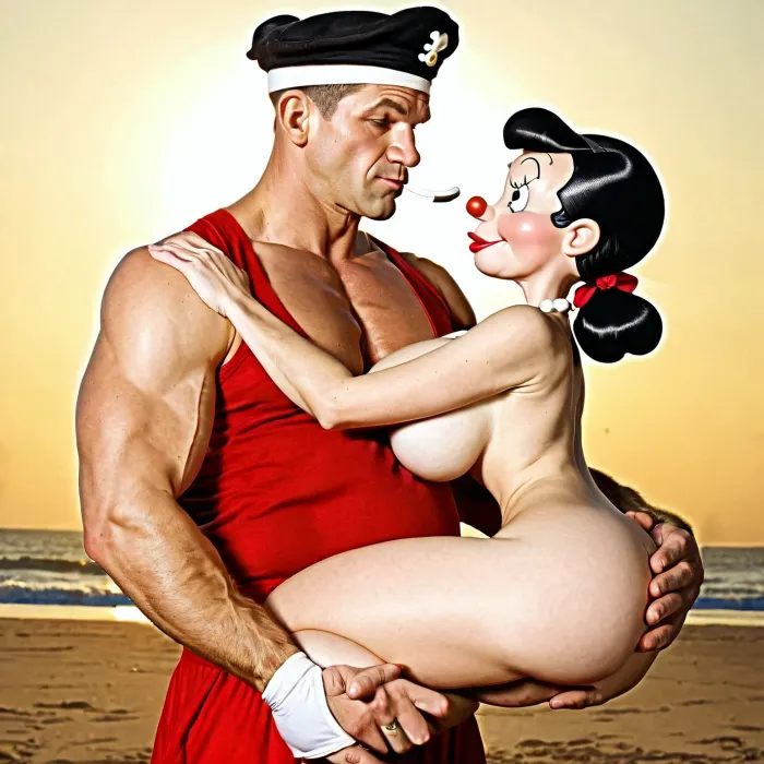 (popeye fucking olive oyl:1.5), doggystyle sex, side view, GiganticBreatsXL, (gigantic breasts:1.3), huge, <lora:GiganticBreastsXLv1:1>, Popeye1024, <lora:Popeye1024:1>, HeavyMetalStyle, <lora:201832_training_data:1>