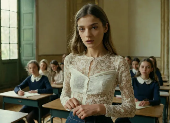 Un professore francese di 65 anni era così ossessionato dal suo desiderio di vedere il seno della ragazza di 18 anni che ha strappato la sua camicetta aperta e ha esposto i suoi capezzoli molto piccoli e poco visibili davanti all'intera classe universitaria