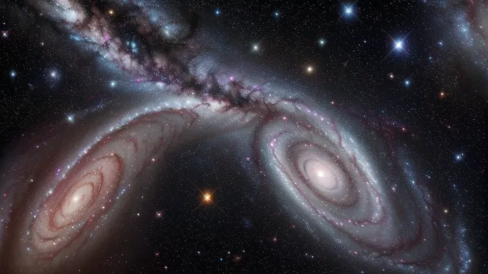 Das Sternenschiff gleitete durch die inky Blackness des tiefen Raumes, seine mächtigen Motoren erniedrigten sich, als es die große Weite der Galaxie navigierte. Plötzlich erschien auf dem Hauptbild des Schiffes ein schimmerndes Bild - eine Spiralgalaxie