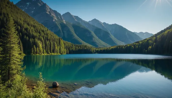 mountains, lake, forest