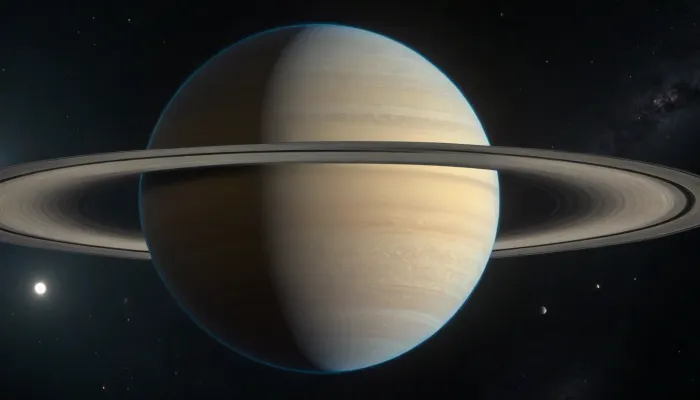 Planet Saturn, view from planet Earth ultra realistic image, 8K