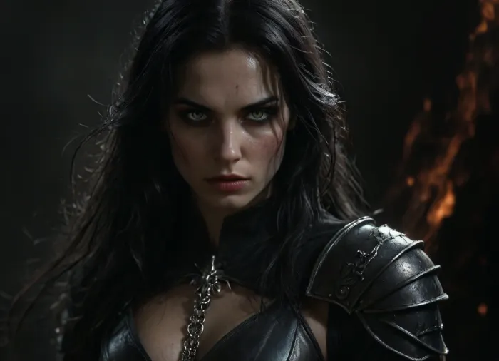 She is a striking and formidable presence, a woman forged by battle, bound by pacts, and driven by vengeance. At 40 years old, she carries the air of someone who has stared down both mortal threats and unknowable powers. Her steely grey eyes are sharp and unreadable, set into a face of fair skin weathered by war and lit by quiet intensity. Her black hair is swept back with disciplined care lending a dignified edge to her otherwise grim demeanor.

Her form is clad in dark half-plate armor, functional yet marked with faint, arcane etchings that seem to shift subtly in the light. Slung across her back is a large shield emblazoned with a phoenix, a symbol of burning judgment, resurrection, and undying purpose.

At her hip rests Dragonclaw, a masterfully forged silvered rapier. Its blade gleams with moonlit sharpness, able to pierce both flesh and the unnatural. The hilt is fashioned like a dragon’s talon clenching a garnet that pulses faintly with eldritch energy — a perfect synthesis of elegance, danger, and arcane force.

Once a duelist of the College of Swords, she fought with style, precision, and a flair that masked deeper wounds. But performance gave way to desperation when she sought out forbidden power — and found her.

Her warlock patron is a dark, mysterious lady known only in shadows and fragments. She speaks in riddles, in lullabies turned unsettling, her voice like silk over razors. Her presence is cloaked in moonless night, veiled in illusions and dreams. She never shows her true face — only silhouettes, shifting masks, or reflections in still water. Whether out of mercy, pride, or a deeper game, she does not know. But her unseen eyes are always on her. Her gifts are potent — fire that does not burn, whispers that carry through silence, and truths that twist like blades.

Years later, when betrayal seared what remained of her idealism, she took the Oath of Vengeance. She no longer believes in mercy for the wicked, only the pursuit of justice, unflinching and absolute. Now, every strike of her blade carries not just skill, but wrath, hers, the divine’s, and perhaps her patrons.

She is not a hero, nor a villain. She is a reckoning. A blade guided by shadowed hands, a woman driven by purpose and haunted by beauty she will never see unveiled. Where she walks, silver flashes, fire flickers, and justice, one way or another, is done.

realistic detailed face, realistic detailed hair, realistic detailed body, realistic detailed skin, random view angle, random pose, detailxl, hkstyle, <lora:dark:1>, <lora:add-detail-xl:1.5>, <lora:style_lora_realis:.5>, <lora:hkstyleV5:.8>