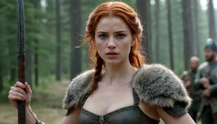 a beautiful woman, adult, coquettish, elaborate, aroused, natural skin, elaborate-aroused-style, thin, flat-chest, rotes haar, Heed the advice of these people, spear and sword we will give you. Here stands a good warrior woman, sworn to steadfastly guard this territory. Prepare, rein in the wolf, believing that flight is the gravest sin. Fight, enemy who strikes. Hold, never give up. I will die. Come, swing the wolves to war. Escape freely across the ford. Only fate will decide who will master this battlefield. Prepare yourselves, believing that flight is the gravest sin. The harder your thoughts become, the sharper your heart, the greater your courage, the less your strength fades., Natural lighting, cinematic, Parallax, #©KITTYART





















#©KITTYART