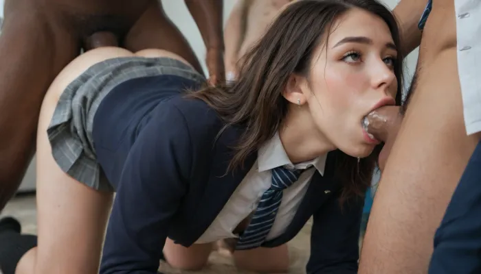 Interracial, gangdicks, 5black men, black cocks, fucked by black men, straight silky hair, large breast, 1 japanese schoolgirl, clothed sex, fullbody, creampie, school uniform, blazer, (close the blazer:1.4), doggy style, 3/4view, school skirt, striped tie, black kneehighs, ahegao, irrumatio, deepthroat, cum in mouth