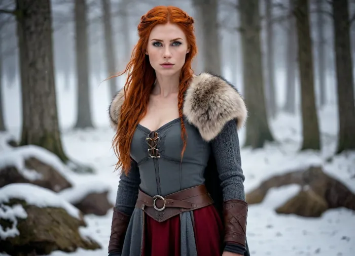 very sexy viking woman, authentic viking clothing, viking era, snowy setting, full body view, pretty face, red hair, sexy eyes, detailed face, less clothes


DSLR camera, best quality, best resolution, uhd, perfect composition of lights and shadows, dynamic, the brightest image, clear focus, high resolution, (extreme detail), (ultra realism), UHD, super high quality, super high resolution, extremely detailed