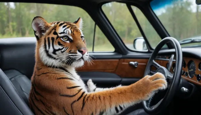 A small young tiger is steering a Porsche. #©KITTYART

























#©KITTYART