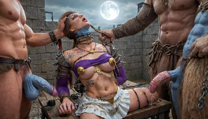 Locker room bench, passionate stunned and disorienting sex orgasm, (close view of face:1.4), (Eyes open:1.4), (disoriented, moaning:1.1), insanely hot curvy blonde 22 year old dancer fucked from behind by very lean and wiry male with huge cock, lying on stomach, prone bone, ((holding arms behind back, hand on head, pulling head back)), passionate sex, shiny gold thong, pleated white skirt lifted, ((skintight lycra dancer's top with long sleeves and high neck, shiny lycra top)), (front view), (cum all over her face), tattooed, scarred, purple eyes, blue skin, amazon, giant, fur barbarian armor, bloody, blood spatter, bear, (in a bloody filed after a battle, white full moon in the sky:1.4), (man is choking her from behind:1.2), ((hogtied, bound with large chains, crucified to a torture table, spikes through hands:1.3)), (torture:1.98), (large sharp sword in anus:1.12), cock in mouth, (brutal face fuck), ultra hd, photorealistic, hyper gigantic large black cock in mouth, (((hyper gigantic large black cock in mouth:1.3))), oral cream pie, hair grab, sad crying, tongue out, gasping for air, zavy-brbrn, gangbang, double anal penetration, anal spitroast, groupsex, deepthroat, (4 gigantic African black brute thug, huge trunklike arms, huge head, hyper muscular body, dressed in slave clothes:1.128), ((hogtied, bound for sex, tied up)), (((large white cock in mouth:1.3))), (pulled nipples:1.2), nipple clamps, (((spitroast))), (((massive cock in mouth:1.3))), screaming, shocked, deep anal penetration, Uber realistic, 8k, ultra detailed, masterpiece, arched back, detailxl, 35mm photograph, film, professional, 4k, 1girl, 5 boys, hdr, photographic, ultra realistic, ultra high details, back light, (dynamic pose), best quality, incredibly lean body, anal sex, with large muscular black men, gargantuan black cocks, large hyper muscular fat old men, (double anal sex), swollen white veiny cocks, (double anal penetration), hardcore double penetration, proper physics, big white cocks, muscular white double anal gangbang, beautiful hands, magazine cover, Realism_Quality_2xx_By_Stable_Yogi, score_9, score_8_up, score_7_up, (((very pretty face:1.3))), (((extremely ultra detailed face:1.3))), perfect fingers and hands, upper body view, (extreme size difference:1.32), (ultra realistic), (maximum quality), (high resolution), (extreme detail), (ultra realism), UHD, super high quality, highly detailed, high resolution, perfect lighting, natural lighting, (dynamic angle), (random angle), (random pose), (dynamic view), (random view), golden hour, rich details, nature-inspired color palette, <lora:Dark_Elf_Warrior:2>, <lora:Drow:2>, <lora:339100_training_data:2>, <lora:zavy-brbrn-sdxl:2>, <lora:LCMTurboMix_Euler_A_fix:2>