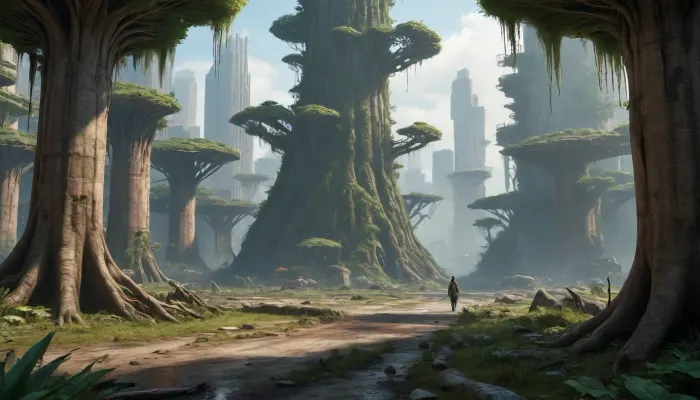 A symbiosis of apocalypse and rebirth: post-apocalyptik metropol doğa tarafından dönüştürüldü