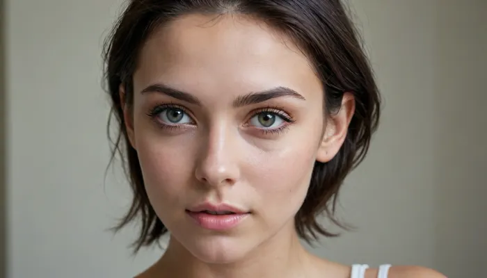 18 Year old girl, (portrait, portrait with emphasis on her eyes, close up of eyes, zoomed in on face), (malay features), (photorealistic, photo realistic, photorealism, photo realism:1.5), (professional photography), (4k, 8k, 8k resolution, best quality, ultra quality, highest quality, maximum quality, uncompressed, raw source photograph:1.2), (smokey room full off lighting sparks:1.3), (same color eyes, symmetric eyes, matching eyes, detailed eyes, detailed iris, detailed pupils, limbal ring around iris, perfectly round iris:1.1), (detailed skin, high detailed skin, intricately detailed skin, perfectly detailed skin, high quality skin, highest quality skin, exquisitely textured skin), (satin clothing, detailed clothing), (microblade eyebrows, perfectly manicured eyebrows), (flushed cheeks, flushed neck, blushing cheeks, blushing neck), (her wide strong jaw highlights her powerful jawline, high cheekbones, sharp cheekbones, faint vellus hairs), (upturned button nose, delicate nose), (long messy windblown hair hangs loose hair framing her face, glowing black hair with dark roots:1.1), (eyes slightly crossed, big eyes, wide eyes, doe eyes, slightly wide set eyes), (striking eyes, captivating eyes, mesmerizing eyes, Fae eyes), (tanned skin that accentuates her pale skin revealed by tan lines), (natural soft breasts, high breasts), (athletic body, sporty body, lean body, fit body), <lora:20231122-1700582714007-0001:.5>